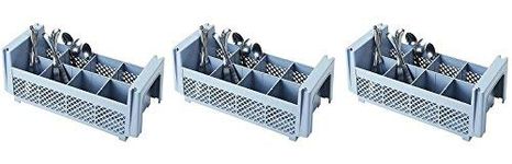 Cambro 8FBNH434151 8-Compartment Flatware Rack, Gray, 1/2 Size (3-(Pack))