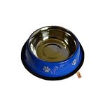 Foodie Puppies Stainless Steel Paw Bone Printed Bowl for Dogs, Cats & Any Pets - 1800ml, Large (Blue) I Non-Skid Rubber Bottom Food/Water Bowl I Non-Toxic & 100% Safe for Pets