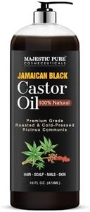 Majestic Pure Jamaican Black Castor Oil for Hair Growth & Natural Skin Care - Roasted & Cold-Pressed - Massage, Scalp, Hair and Nails - 473ml