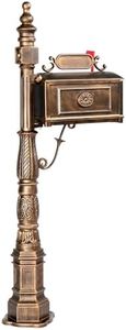 Outvita Cast Aluminum Mailbox, Barcelona Decorative Post Mailbox, Rust-Proof Large Security Heavy Duty Mailbox (Bronze)