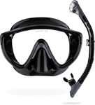 CRESSI Tino & Scilla Black/Titanium - Adult Combo Set Tino Snorkeling Mask and Snorkel Scilla, Black/Titanium, One Size