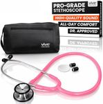 Vive Precision Dualhead Stethoscope - Dual Head Diaphragm Bell for Nurses, ER, Cardiology, Veterinary, Fetal Pediatrics Blood Pressure Kit - Double Barrel Chestpiece Device For Doctors, Students