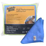 Scotch-Brite 3M High Performance Microfiber Cleaning Cloth - 350 GSM, Lint & Scratch Free, Multi Use for Glass, Metal, Wood, Superior Stain Removal Wipe Cloth 40 cm X 40 cm (Blue, Packs of 5)