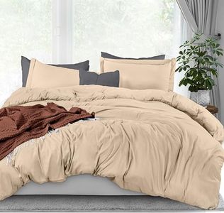 Utopia Bedding King Duvet Cover Set, 1 Duvet Cover with 2 Pillowcases, 3 Piece Duvet Cover with Zipper, Ultra Soft Brushed Microfiber, 271 x 228 cm, King, Beige
