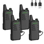 JUCJET T20 Walkie Talkie, Rechargeable Long Range Walkie Talkie with 16 Channels CTCSS/DCS VOX Function, Mini Portable Two Way Radio for School, Restaurant, Security (4Pcs)