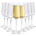 Ufrount Champagne Glasses Set of 8,Elegant 8oz Champagne Flutes,Clear Sparkling Champagne Flutes Glass Mimosa Glass for Prosecco,Restaurant,Wedding,Party,Anniversary