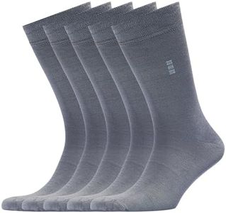 VRD SOCKS Men’s Dress Socks, Mid Calf Socks for Men, Plain Design, Crew Socks for Men Shoe Size 8-13 (Ocean Grey, 5-Pairs)