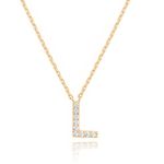 PAVOI 14K Yellow Gold Cubic Zirconia Initial Necklace | Letter Necklaces for Women | L Initial