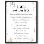 KUVIOKE Inspirational Wall Art Motivational I Am No Perfect Quote Sayings Canvas Prints Encouraging Positive Posters Painting Office Home Decor 11x14 Inch - Black Framed