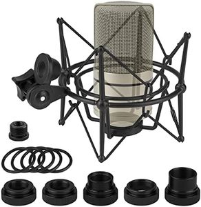 Geekria for Creators Microphone Shock Mount Compatible with MXL 770, 990, R77, TEMPO, V67G, 2006, R144 Mic Anti-Vibration Suspension Adapter Clamp Mic Holder Clip (Black/Metal)