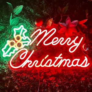 Merry Christmas Neon Sign Large 21.6 * 11.4 Inch Led Chrismas Lighted Sign for Christmas Decorations Neon Christmas Sign for Home Bar Bedroom Christmas Party Coffee Shop Window