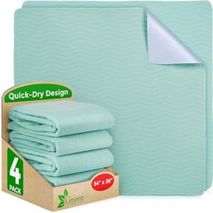 GREEN LIFESTYLE® Washable Underpads - Heavy Absorbency Reusable Bedwetting Incontinence Pads for Kids, Adults, Elderly, and Pets - Toddler Mattress Pads for Bed, Sofa, Floor (Pack of 4 - 34x36)