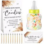 62 Pcs Baby Shower Games Guess How Many Candies Are in the Jar Game Sign 50 Small Guessing Games 10 HB Pencils and 1000 ml Milk Bottle for Baby Shower Gender Reveal Party Favors (Bright Colors,Boho)