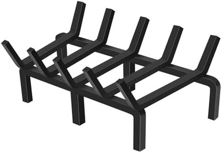 SNOGSWOG 17" Fireplace Grate, 1/2" Solid Steel Firewood Burning Rack, Heavy Duty Fire Grates, Matt Black Fireplace Rack, 5-Bars Fireplace Log Grate Holder