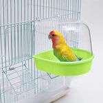 Awraaq Plastic Parrot Bathtub Box Bird Cleaning Tool Cage Accessories with Transparent Hanging Water or Sand Bathtub for Small Parrot, Canaries, Lovebirds and Other Small Bird (Green)