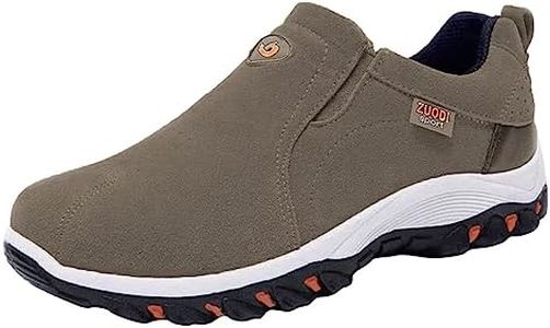 Men's Wide Hiking Shoes Slip on Loafers Trekking Sneakers Comfortable Walking Shoes with Arch Support, B24, 8.5