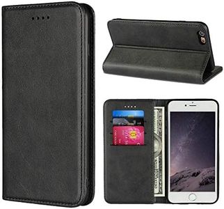 Cavor for iPhone 6 Case,iPhone 6s Case,Cowhide Pattern Leather Magnetic Wallet Case Cover with Card Slots(4.7")-Black