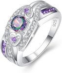 Psiroy 925 Sterling Silver Created Amethyst Filled Filigree Art Deco Statement Ring, Crystal, Cubic Zirconia