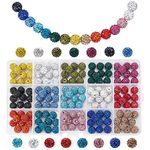 Pandahall 150pcs 15 Colors Rhinestones Pave Disco Ball Clay Beads, 10mm Polymer Clay Rhinestone Beads Round Charms Crystal Diamond Beads for Bracelet Necklace Earring Jewelry Making Christmas Decor