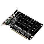 XTVTX 4 Port NVMe to PCI-e Host Controller Expansion Card, Support 2230 2242 2260 2280?M.2 NVME to PCIe X16 Adapter, M Key Hard Drive Converter Reader Expansion Card