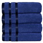 Weave Essentials 4 Pc Hand Towels - 50x90 cm / 20x35 inch, 100% Combed Cotton Hand Towel Set, Luxury Plush & Premium Bathroom Linen, Quick Dry Towel & High Absorbent - (Navy Blue)
