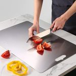 AADHIK Chopping Board Stainless Steel Medium Size Metal Cutting Kitchen,Heavy Duty Choping-Board Vegetable,Fruit Cutter, Meats Vegetable Chopper Boards,Safe Durable -33cm*22cm