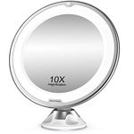 BEAUTURAL Makeup Mirror, 10X Magnifying Lighted Vanity Daylight White LED, Portable Illuminated Bathroom Mirror, 360 Degree Swivel Rotation and Locking Suction