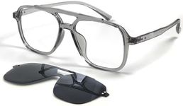 Polarized Magnetic Clip On Pilot Sunglasses & Anti Blue Light Glasses Men Women Trendy Square Black Frames Eyewear