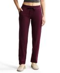 Jockey 1302 Women's Super Combed Cotton Elastane Stretch Relaxed Fit Trackpants with Side Pockets_Wine Tasting_XL