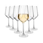 Argon Tableware Soho Crystal White Wine Glasses 420ml - Pack of 6, Lead-Free Crystal Wine Glass Set, Modern Angular Tulip Bowl, Durable Pulled Stem, Gift Boxed Glassware for Home & Bar
