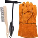 Hilitchi 3Pcs Welding Slag Removal Tool Set, Welding Chipping Hammer with Coil Spring Handle, Wire Brush Wire Scratch Brush for Cleaning Rust and Welding Protective Gloves