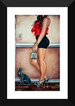 Tallenge - Girl and the black Cat Poster- Medium Framed Poster(Paper,15 x 24 inches, MultiColour)