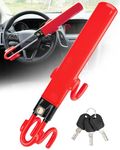 Tevlaphee Steering Wheel Lock Anti-Theft Car Device Heavy Duty Security Car Lock Antitheft Locking Devices Great Deterrent Adjustable Car Wheel Lock Anti Theft for Vehicle Truck SUV with 3 Keys (Red)