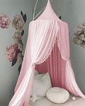 OldPAPA Princess Bed Canopy Mosquito Net for Kids Baby Crib, Round Dome Kids Indoor Outdoor Castle Play Tent Hanging House Decoration Reading nook Chiffon Canvas,Pink