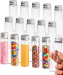 Berenti 16 PCS Plastic Test Tubes with Caps (50 ml) - 1.09×4.30 Inches/28×109 mm Gumball Tubes as Storage Containers for Candy, Beads, Powder – Clear Test Tube for Sample Testing, Home & Party Décor