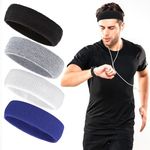 Tyqour 4 Sets Sweatbands Sports Headband for Men Women, Wicking Sweat Headband, Sweatbands for Women, Athletic Headbands Men for Tennis, Basketball, Running, Gym Outdoor Athletic