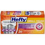 Hefty Small Trash Bags (Odor Control, Lavender Sweet Vanilla, Flap Tie, 4 Gallon, 26 Count)