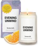 Homesick Scented Candles for Home (Evening Unwind) - 13.75 oz Long-Lasting Natural Soy Wax Blend Jar Candle Gifts for Women & Men, 60-80 Hours Burn Time - Notes of Valencia Orange, Melon & Moss