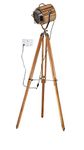 Hollywood Studio Vintage Design Natural Wood Industrial Tripod Floor Lamp