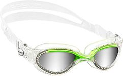 Cressi Man Flash Goggles - Separate Eyepiece Swimming Goggles with Fogproof, Scratchproof, Anti-UV Lenses, Clear/Frame Clear Green - Mirrored Lens , One Size