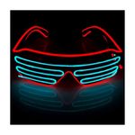 J&L Glasses LED Light Up Shutter Glasses EL Wire Neon Glasses Sound Activated for Halloween Disco Bar Party (Red,Blue, Clear)