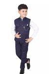 Shree Shyam Kids Shirt, Waistcoat and Pant for Boys (3-4 Years, Navy Blue)