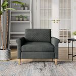 Vesgantti Gray Compact Single Sofa - Foam Pocket Spring Hybrid Upholstered Couch - Modern Armchair for Living Room, Bedroom, Apartment, Home Office - Small Space Furniture - Tool-Free Assembly