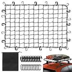 Cargo Net for Pickup Truck Bed, ANGELIOX 4'x6' Stretches to 8'x12', Heavy Duty Bungee Cargo Net with 24 Carabiners, Adjustable Truck Bed Cargo Net for Trailer, SUV, and Roof Rack