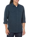 Amazon Essentials Men's Slim-Fit Long-Sleeve Two-Pocket Flannel Shirt, Washed Navy, XXL