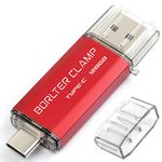 128GB Type C USB 3.0 Dual Port Flash Drive, BorlterClamp USB C OTG Memory Stick for Android Smartphones Samsung Galaxy S9/S8/Note 9, LG, Tablets & Computer (Red)