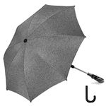 Baby Pram Umbrella 73cm Diameter Parasol Umbrella for Pram,Stroller,Pushchair 50+ UV Sun Protection+Free Umbrella Handle -Grey