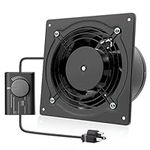 HG Power 6 Inch Exhaust Fan with Speed Controller, 308CFM Wall Exhaust Fanfor Kitchen, Bathroom, Metal Extractor Fan for Pet Room, Smoking Room, Attic, Garage, Window Ventilation, Black