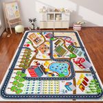 Mfmiudole Kids Rug Car Rug for Toy Cars, 200×150CM Farm Life Road Traffic for Playroom Kid Car Road Rug Village Map Play Mat Non-Slip Washable Play Rug for Toddler Boy Family Tummy Time Playtime White