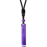 MAIBAOTA Amethyst Necklace for Men Women Bar Stone Necklace Adjustable Rope Pendant Necklace Natural Rectangle Reiki Quartz Gemstone Jewelry